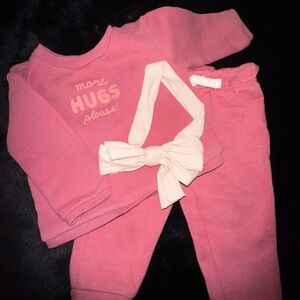 Sweet Baby Girl Fleece Matching Outfit with Bow